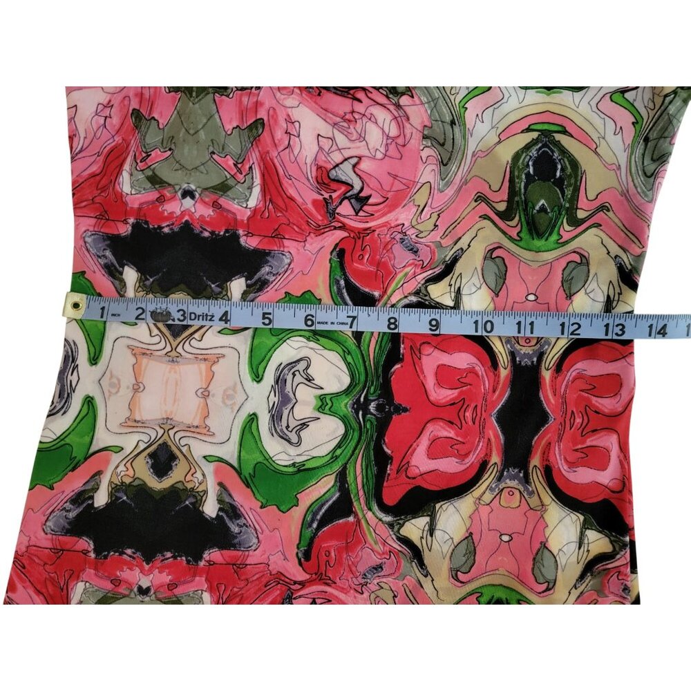 T-Bags Los Angeles Pink & Green Patterned Dress Size L - Picture 8 of 10